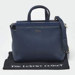 Pre Owned Furla Navy Blue Leather Small Talia Satchel