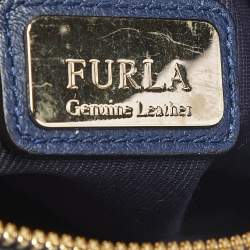 Pre Owned Furla Navy Blue Leather Small Talia Satchel
