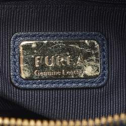 Pre Owned Furla Navy Blue Leather Small Talia Satchel