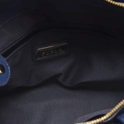 Pre Owned Furla Navy Blue Leather Small Talia Satchel