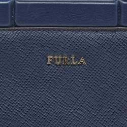 Pre Owned Furla Navy Blue Leather Small Talia Satchel