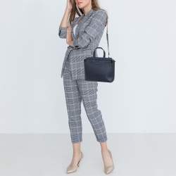 Pre Owned Furla Navy Blue Leather Small Talia Satchel