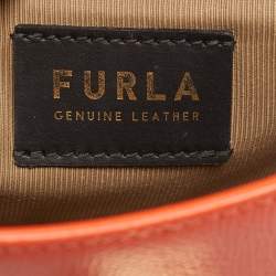 Pre Owned Furla Orange Leather Mini 1927 Crossbody Bag
