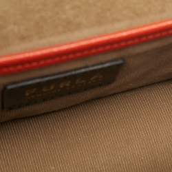 Pre Owned Furla Orange Leather Mini 1927 Crossbody Bag