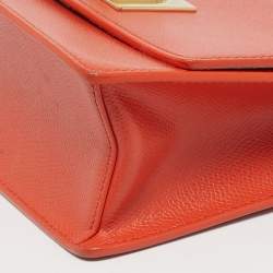 Pre Owned Furla Orange Leather Mini 1927 Crossbody Bag
