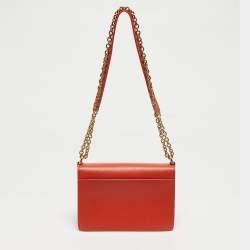 Pre Owned Furla Orange Leather Mini 1927 Crossbody Bag
