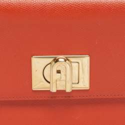 Pre Owned Furla Orange Leather Mini 1927 Crossbody Bag