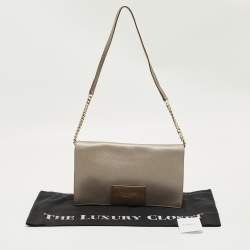 Pre Owned Furla Grey Leather Logo Flap Shoulder Bag