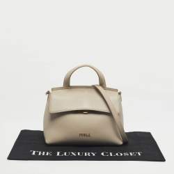 Pre Owned Furla Light Beige Leather Niki Top Handle Bag