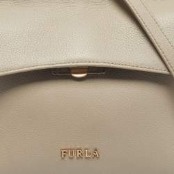 Pre Owned Furla Light Beige Leather Niki Top Handle Bag