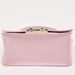 Pre Owned Furla Light Pink Leather Bella Top Handle Bag
