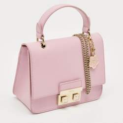 Pre Owned Furla Light Pink Leather Bella Top Handle Bag