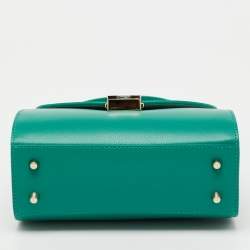 Pre Owned Furla Teal Green Leather 1927 Opera Top Handle Bag