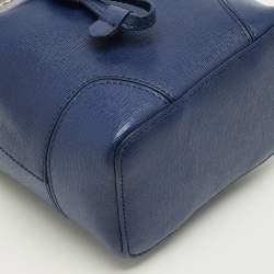 Pre Owned Furla Navy Blue Leather Mini Stacy Drawstring Bucket Bag