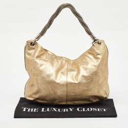 Pre Owned Furla Gold Leather Rope Chain Handle Hobo