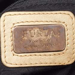 Pre Owned Furla Gold Leather Rope Chain Handle Hobo