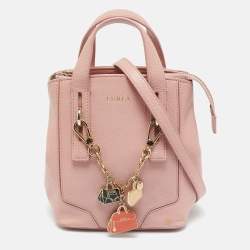 Pre Owned Furla Pink Leather Perla Crossbody Bag