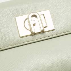 Pre Owned Furla Light Green Leather Mini 1927 Top Handle Bag