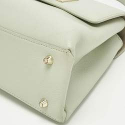 Pre Owned Furla Light Green Leather Mini 1927 Top Handle Bag