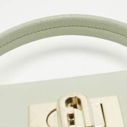 Pre Owned Furla Light Green Leather Mini 1927 Top Handle Bag
