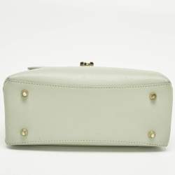 Pre Owned Furla Light Green Leather Mini 1927 Top Handle Bag