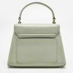 Pre Owned Furla Light Green Leather Mini 1927 Top Handle Bag
