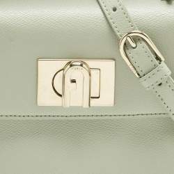 Pre Owned Furla Light Green Leather Mini 1927 Top Handle Bag
