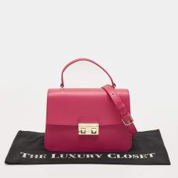 Pre Owned Furla Fuchsia Leather Bella Top Handle Bag