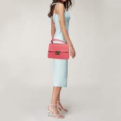 Pre Owned Furla Fuchsia Leather Bella Top Handle Bag