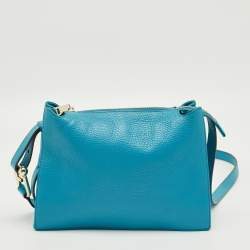 Pre Owned Furla Turquiose Leather Small Nuvola Crossbody Bag