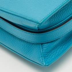 Pre Owned Furla Turquiose Leather Small Nuvola Crossbody Bag