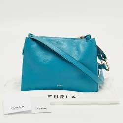 Pre Owned Furla Turquiose Leather Small Nuvola Crossbody Bag