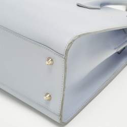 Pre Owned Furla Light Blue Leather Small Pin Tote