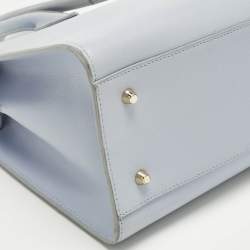 Pre Owned Furla Light Blue Leather Small Pin Tote