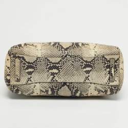 Pre Owned Furla Cream/Black Python Embossed Leather Lucky Tote