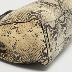 Pre Owned Furla Cream/Black Python Embossed Leather Lucky Tote