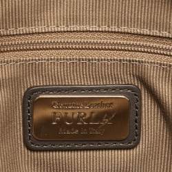 Pre Owned Furla Cream/Black Python Embossed Leather Lucky Tote