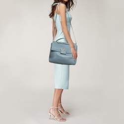 Pre Owned Furla Blue Leather Artesia Creta Top Handle Bag