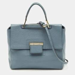 Pre Owned Furla Blue Leather Artesia Creta Top Handle Bag