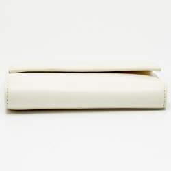 Pre Owned محفظة ثلاثية الطي فورلا جلد أبيض عاجي