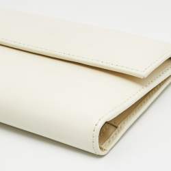 Pre Owned محفظة ثلاثية الطي فورلا جلد أبيض عاجي