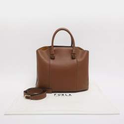Pre Owned Furla Miastell Brown Leather Tote