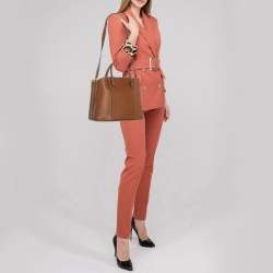 Pre Owned Furla Miastell Brown Leather Tote