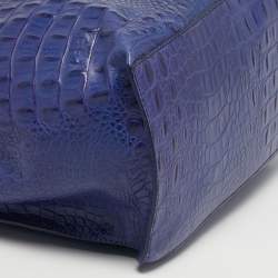 مملوكة مسبقًا Furla Divide It Purple Croc Embossed Leather Tote