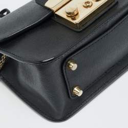 Pre Owned Furla Metropolis Mini Black Leather Crossbody Bag
