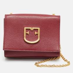 Pre Owned Furla Viva Mini Red Leather Shoulder Bag