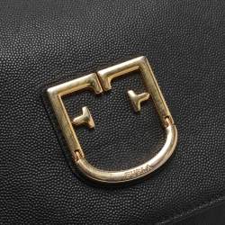 Pre Owned Furla Viva Black Leather Shoulder Bag