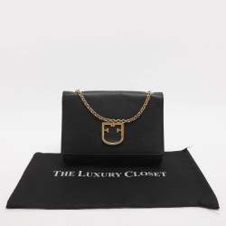 Pre Owned Furla Viva Black Leather Shoulder Bag