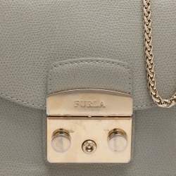Pre Owned Furla Metropolis Mini Grey Leather Crossbody Bag