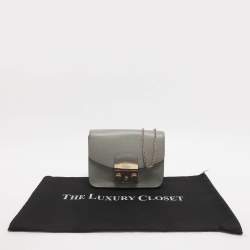 Pre Owned Furla Metropolis Mini Grey Leather Crossbody Bag